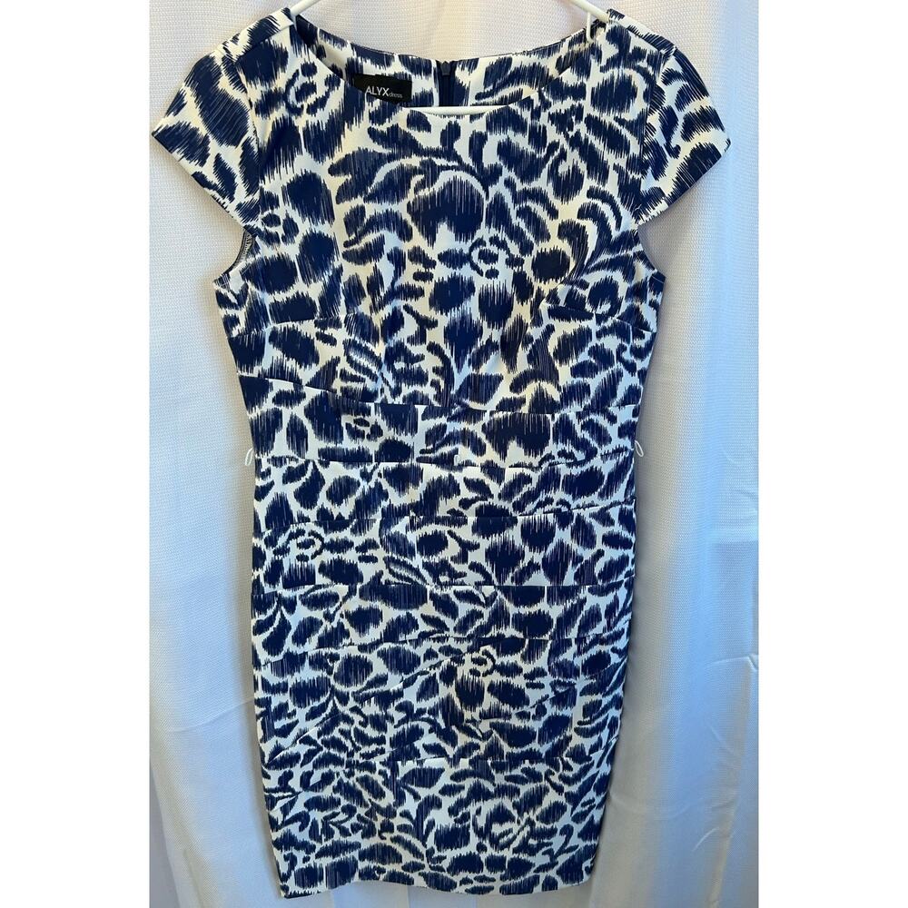 Alyx Sheath Dress Blue Patterned Size 8